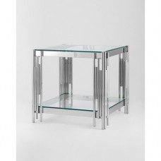 Журнальный стол Stool Group 55*55 ГЭТСБИ прозрачное стекло/сталь серебро (EET-027)