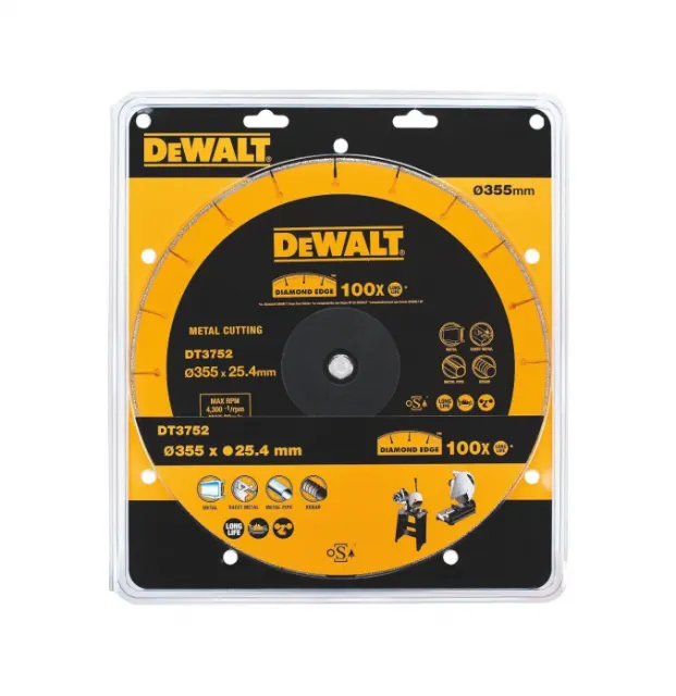 Диск алмазный сегментный (355х25.4х3.5 мм) для сухого реза по металлу DeWalt DT 3752