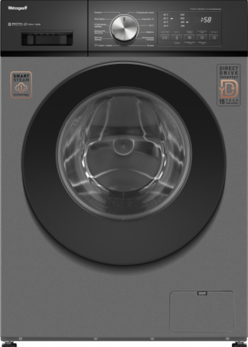 Стиральная машина Weissgauff WM 45127 Direct Drive Inverter Steam Deep Grey 440461