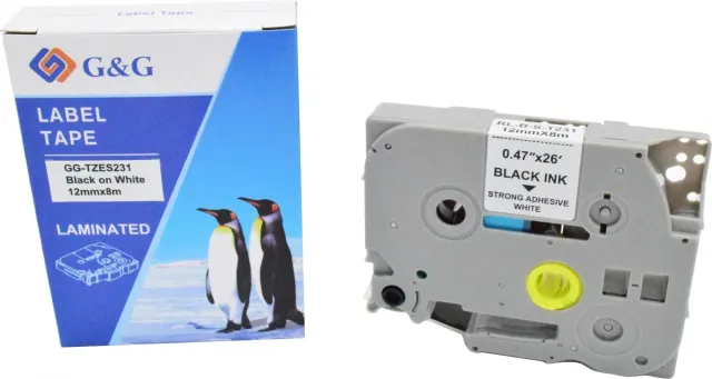 Картридж ленточный G&G GG-TZES231 черный на белом