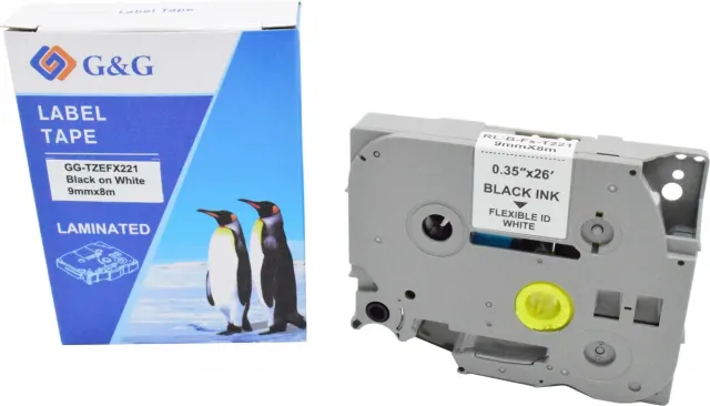 Картридж ленточный G&G GG-TZEFX221 черный на белом
