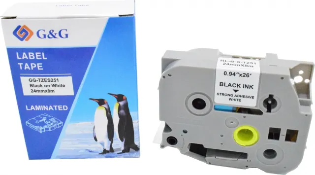 Картридж ленточный G&G GG-TZES251 черный на белом