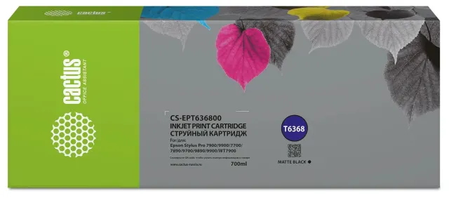 Картридж струйный Cactus CS-EPT636800 T6368 черный матовый