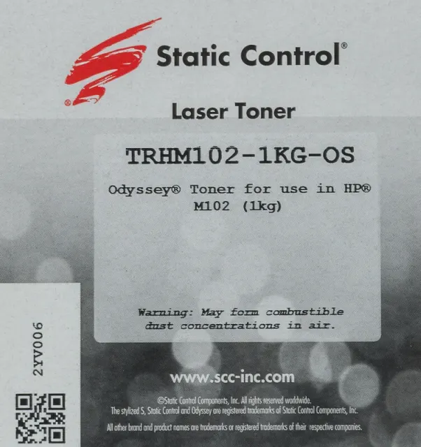 Тонер Static Control TRHM102-1KG-OS черный