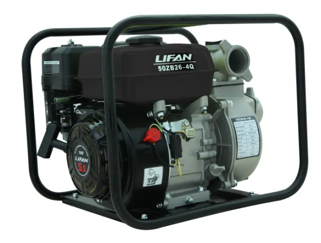 Мотопомпа Lifan 50ZB26-4Q (5,5 л.с., 25 м?/час, глубина/подъем 6/26 м, ? трубы 50 мм, 23 кг) 50ZB26-4Q