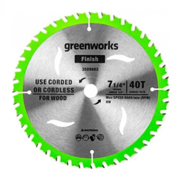 Диск пильный по дереву GreenWorks 184x20 мм 40T 2943307
