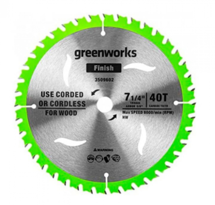 Диск пильный по дереву GreenWorks 184x20 мм 40T 2943307