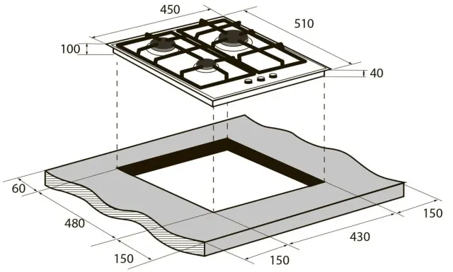 Встраиваемая газовая варочная панель Zugel ZGH451W