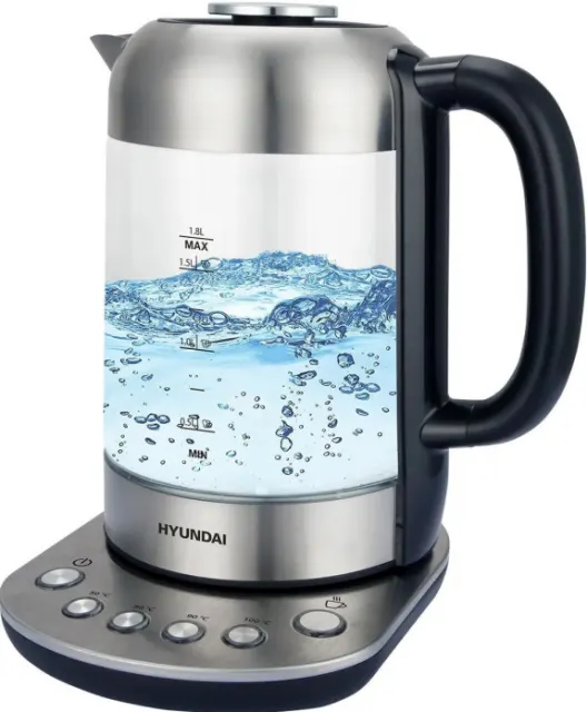 Чайник электрический Hyundai HYK-G8407 черный/прозрачный