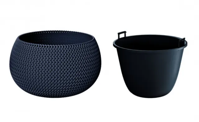Кашпо для цветов Prosperplast SPLOFY BOWL DKSP370-S433 антрацит 2 предмета 9л