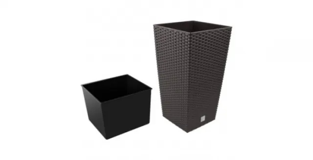 Кашпо для цветов Prosperplast RATO SQUARE DRTS325-440U венге 2 предмета 21 и 49л