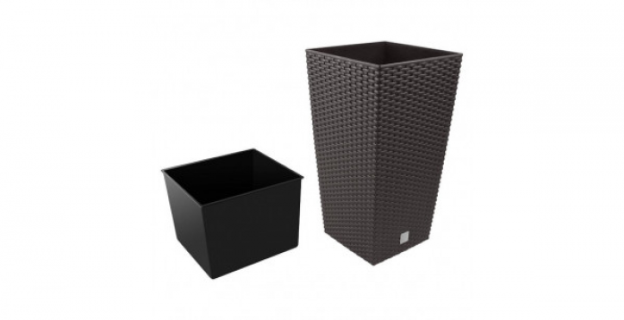 Кашпо для цветов Prosperplast RATO SQUARE DRTS325-440U венге 2 предмета 21 и 49л