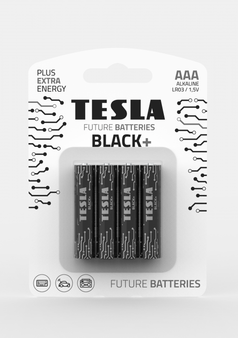 Щелочные батареи TESLA Black AAA+ 4ks