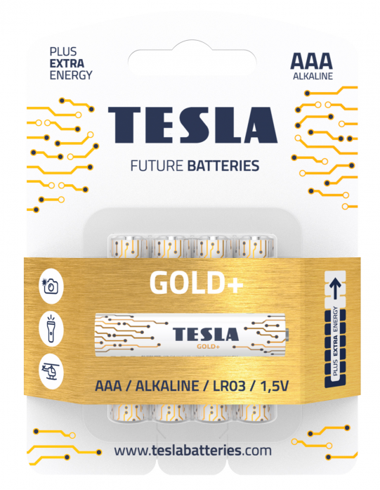 Щелочные батареи TESLA Gold AAA+ 4ks