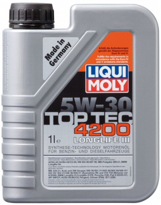Масло моторное LIQUI MOLY Top Tec 4200 5w30 спец. для VW Audi Group (1л) Синтетика 3706/7660