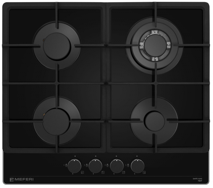 Газовая варочная панель Meferi MGH604BK GLASS RETRO