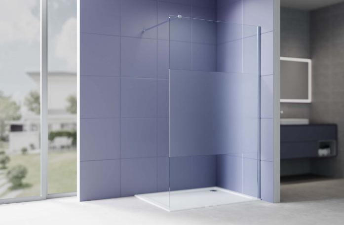 Душевая перегородка с держателем AQUATEK Walk In 120 см AQ.WI.120.3CH хром/стекло прозрачное+матовое