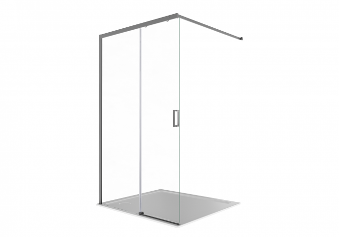 Душевая перегородка с держателем AQUATEK Walk In 120 см AQ.WISL.120.1GM оружейная сталь/стекло прозрачное