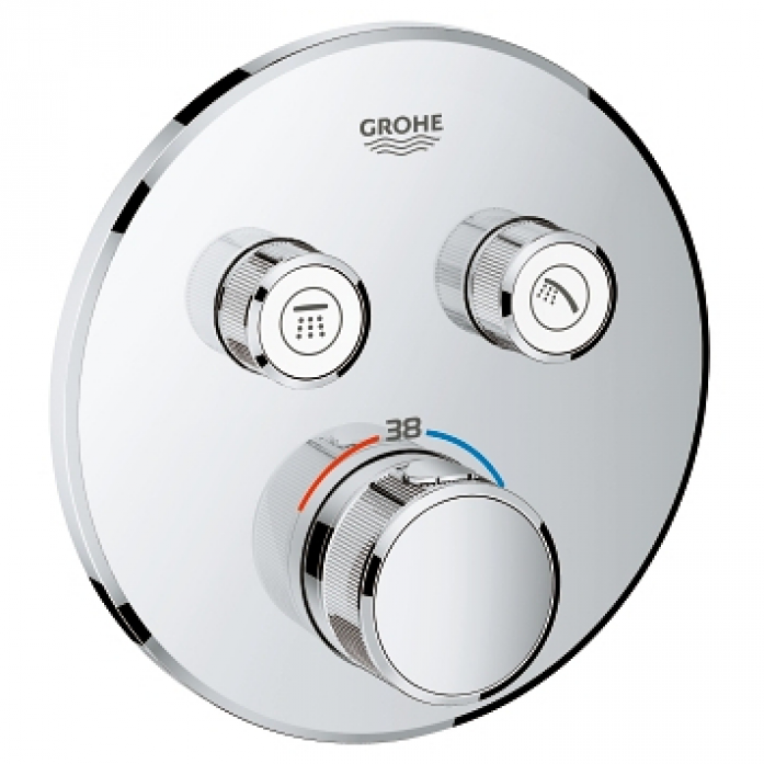 Внешняя часть термостатического смесителя на 2 выхода GROHE SmartControl 29119000 хром