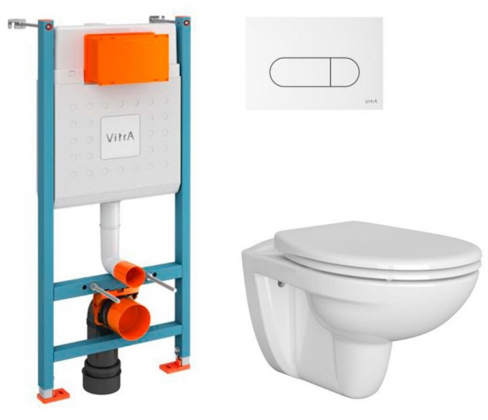 Комплект Vitra Normus 9773B003-7207 инсталляция+унитаз с крышкой+панель смыва белый глянец