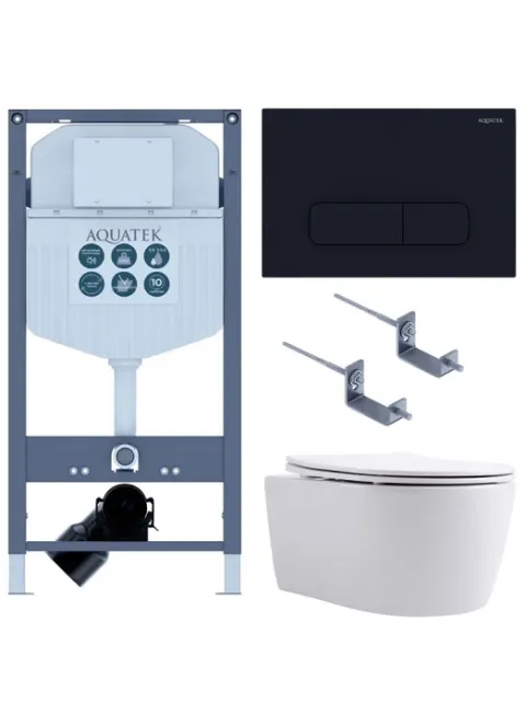 Комплект AQUATEK SET ЕВРОПА New-017/023 (рама INS-0000023+крепление KKI-0000002+кнопка смыва KDI-0000017+унитаз AQ1106L-00 с сиденьем)