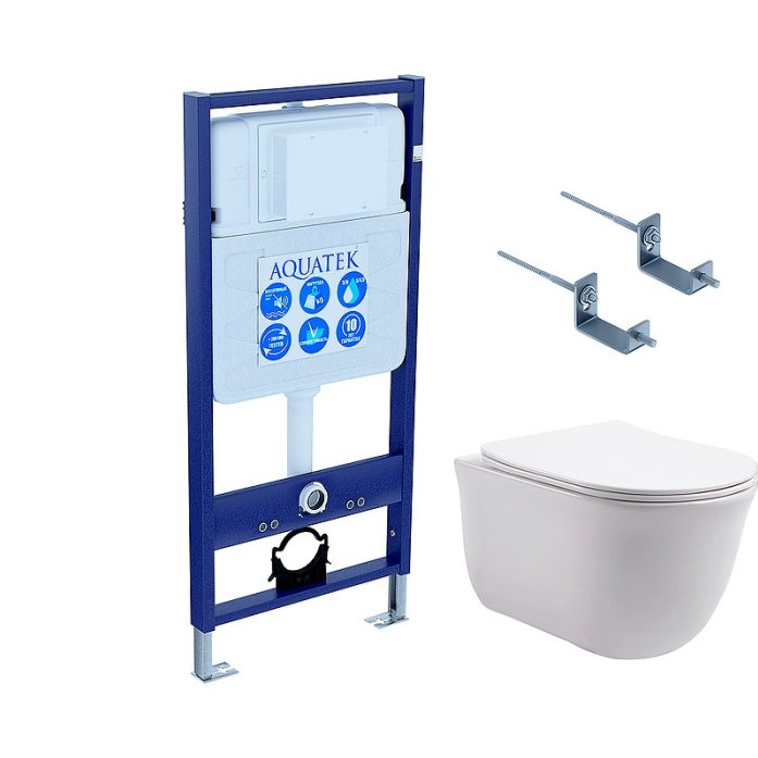Комплект AQUATEK SET КЛАССИК-KKI (рама Standard INS-0000012 без клавиши+крепеж KKI-0000002+унитаз Классик AQ1111-00 с сиденьем)