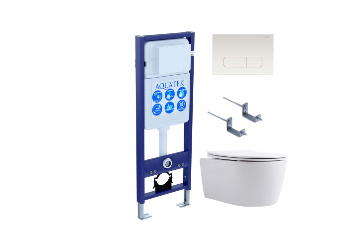Комплект AQUATEK Set ЕВРОПА New-013 4в1 (рама INS-0000017+крепление KKI-0000002+кнопка KDI-0000013+унитаз AQ1106L-00 с сиденьем)