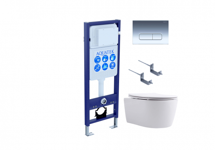 Комплект AQUATEK Set ЕВРОПА New-016 4в1 (рама INS-0000017+крепление KKI-0000002+кнопка KDI-0000016+унитаз Европа AQ1106L-00 с сиденьем)