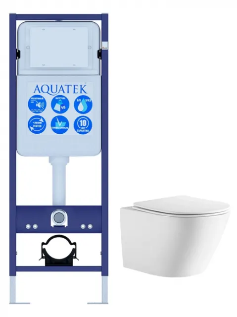 Комплект AQUATEK SET ЛИБЕРТИ INS-017 (рама Standard INS-0000017 (без крепежа и клавиши)+унитаз Либерти AQ1999T-00 с сиденьем)