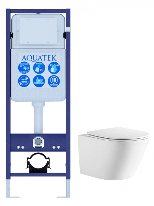 Комплект AQUATEK SET ЛИБЕРТИ INS-017 (рама Standard INS-0000017 (без крепежа и клавиши)+унитаз Либерти AQ1999T-00 с сиденьем)