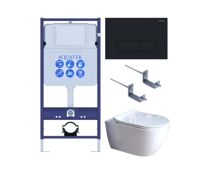 Комплект AQUATEK SET ПОЛАРИС-01-017 4в1 (рама Standard INS-0000012+унитаз Поларис AQ0700-01 с сиденьем+крепеж KKI-0000002+панель смыва KDI-0000017)