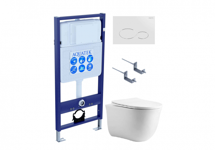 Комплект AQUATEK SET КЛАССИК-071 4в1 (рама Standard INS-0000012+крепеж KKI-0000002+кнопка KDI-0000071+унитаз Классик AQ1111-00 с сиденьем)