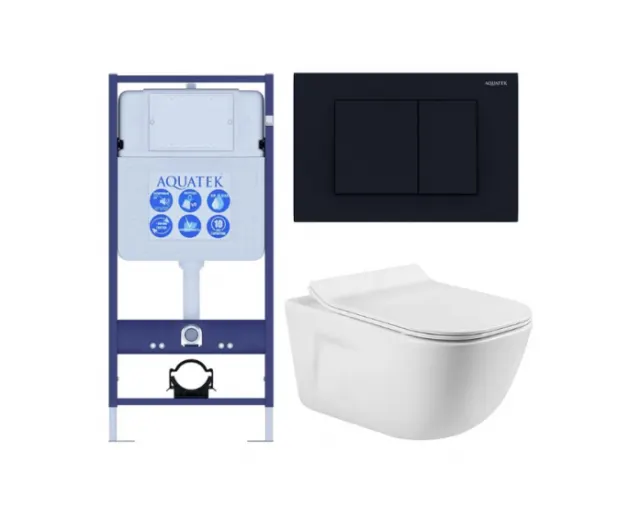 Комплект AQUATEK SET ДИВА-012 4в1 (рама Standard INS-0000012+крепеж KKI-0000002+клавиша KDI-0000012+унитаз Дива AQ2012-00 с сиденьем)