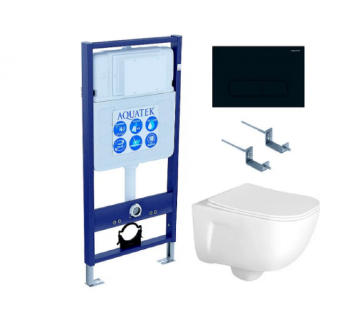 Комплект AQUATEK SET ДИВА-017 4в1 (рама Standard INS-0000012+крепеж KKI-0000002+клавиша KDI-0000017+унитаз Дива AQ2012-00 с сиденьем)