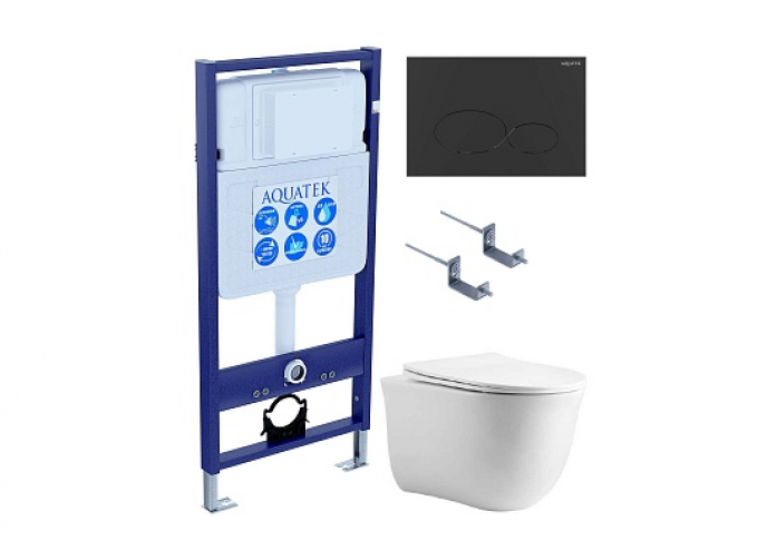 Комплект AQUATEK SET КЛАССИК-074 4в1 (рама Standard INS-0000012+крепеж KKI-0000002+кнопка KDI-0000074+унитаз Классик AQ1111-00 с сиденьем)