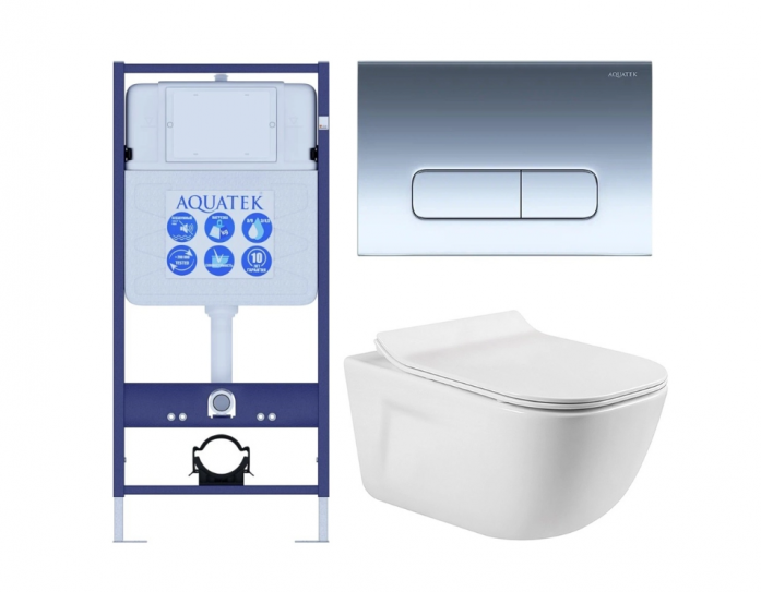 Комплект AQUATEK SET ДИВА-016 4в1 (рама Standard INS-0000012+крепеж KKI-0000002+клавиша KDI-0000016+унитаз Дива AQ2012-00 с сиденьем)