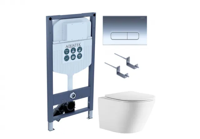 Комплект AQUATEK SET ЛИБЕРТИ-016 INS-23 (рама INS-0000023+крепёж KKI-0000002+клавиша KDI-0000016+унитаз Либерти AQ1999T-00 с сиденьем)