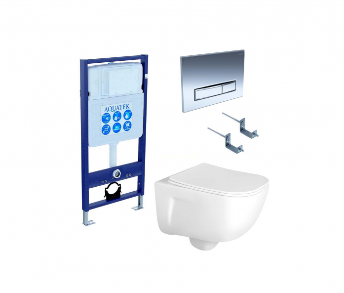 Комплект AQUATEK SET ДИВА 4в1 (рама Standard INS-0000012+крепеж KKI-0000002+клавиша KDI-0000023+унитаз Дива AQ2012-00 с сиденьем)