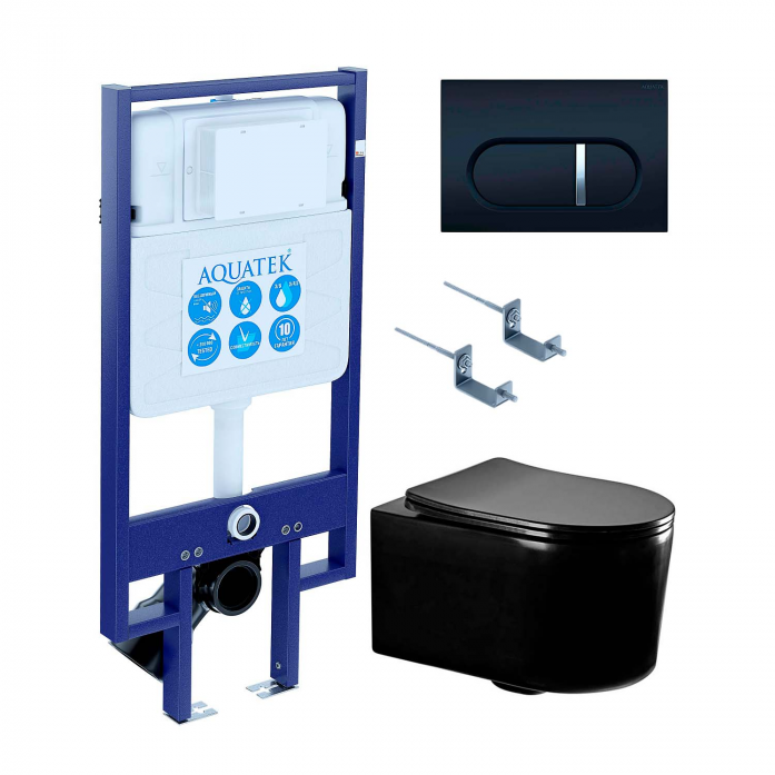 Комплект AQUATEK SET МИЯ-MB-045 4в1 (рама Standard INS-0000020+крепеж KKI-0000002+клавиша KDI-0000045+унитаз AQ2004-MB с сиденьем)