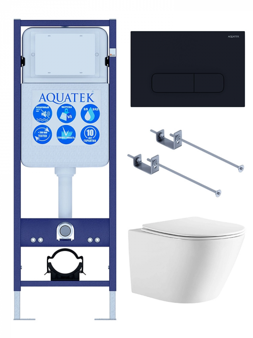 Комплект AQUATEK SET ЛИБЕРТИ-INS17-017 (рама Standard INS-0000017+крепеж KKI-0000001+клавиша KDI-0000017+унитаз Либерти AQ1999T-00 с сиденьем)