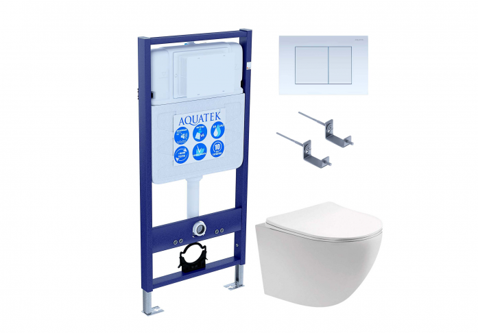 Комплект AQUATEK SET ЕВРОПА cm-009 4в1 (рама Standard INS-0000012+крепеж KKI-0000002+клавиша KDI-0000009+унитаз Европа AQ1900-00 с сиденьем)