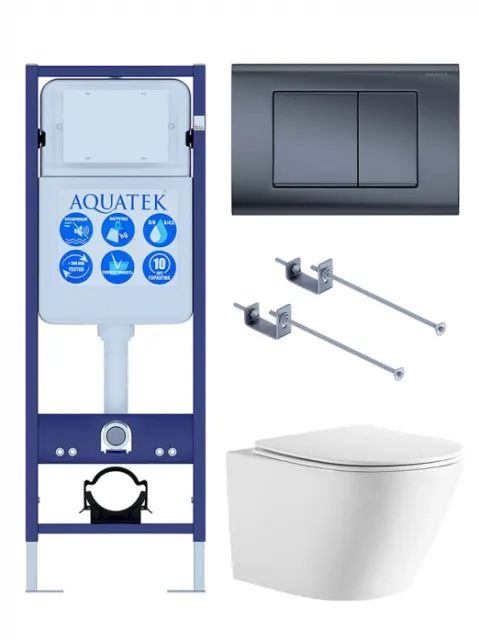 Комплект AQUATEK SET ЛИБЕРТИ-033 KKI-1 (рама INS-0000017+крепёж KKI-0000001+клавиша KDI-0000033+унитаз Либерти AQ1999T-00 с сиденьем)