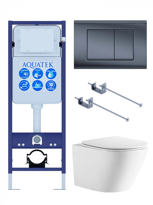 Комплект AQUATEK SET ЛИБЕРТИ-033 KKI-1 (рама INS-0000017+крепёж KKI-0000001+клавиша KDI-0000033+унитаз Либерти AQ1999T-00 с сиденьем)