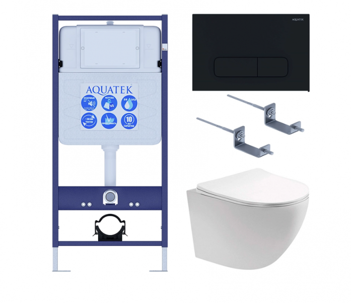 Комплект AQUATEK SET ЕВРОПА cm-017 4в1 (рама Standard INS-0000012+крепеж KKI-0000002+клавиша KDI-0000017+унитаз Европа AQ1900-00 с сиденьем)