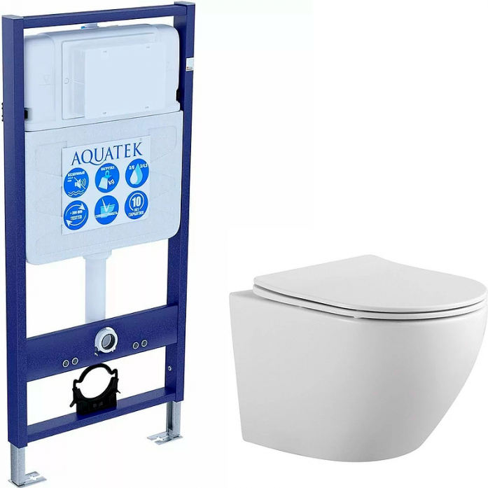 Комплект AQUATEK SET ЕВРОПА (Рама Standard INS-0000012 без клавиши и крепежа+унитаз Европа AQ1901-00 с сиденьем)