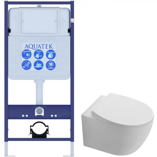 Комплект AQUATEK SET СИРИУС (рама Standard INS-0000012 без клавиши и крепежа + унитаз Сириус AQ1582T-00 с сиденьем)