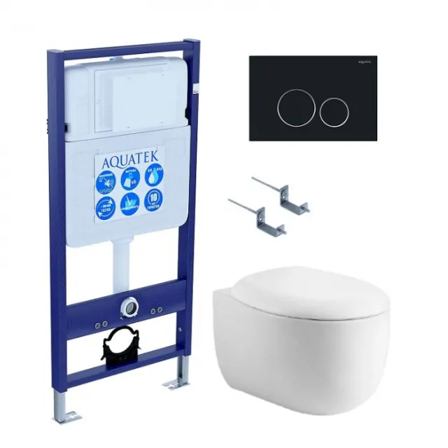 Комплект AQUATEK SET АЛЬТАИР cm-020 4в1 (рама Standard INS-0000012+крепеж KKI-0000002+кнопка KDI-0000020+унитаз Альтаир AQ1980-00 с сиденьем)
