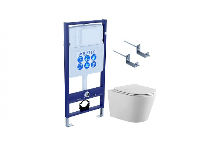 Комплект SET AQUATEK ВЕГА-KKI2 (рама Standard INS-0000012+звукоизоляционная прокладка+крепеж KKI-0000002+унитаз Вега AQ1905-00 с сиденьем)