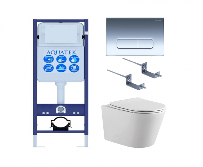 Комплект AQUATEK SET ВЕГА-1905-016 INS-17 (рама Standard INS-0000017+клавиша KDI-0000016+крепеж KKI-0000002+унитаз Вега AQ1905-00 с сиденьем)