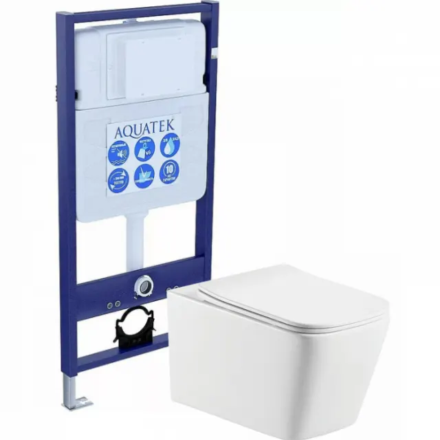 Комплект AQUATEK SET Либра N KDI15 (рама Standard INS-0000012 с клавишей KDI-0000015 и крепежом KKI-0000002+унитаз Либра AQ0530N-00 с сиденьем)